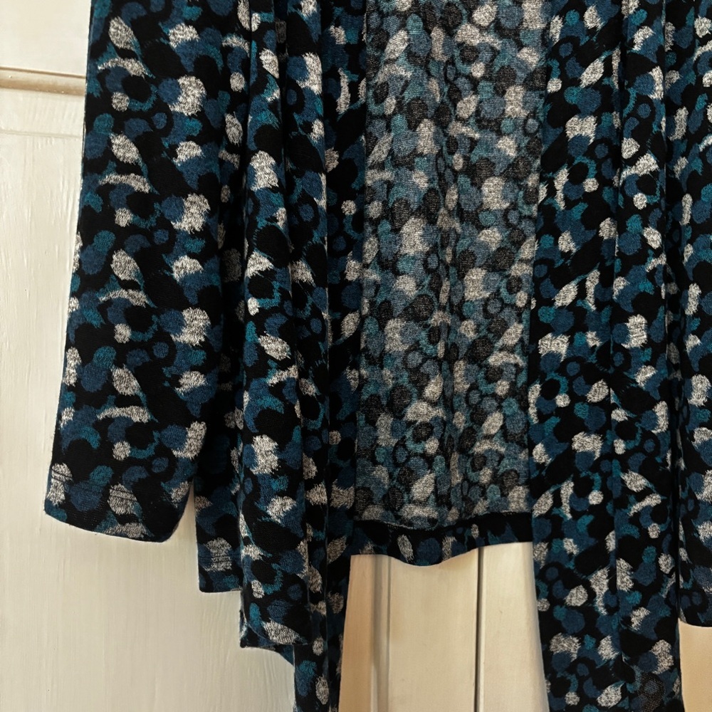 Chico's Size 3 Teal and Black Knit Open Front Waterfall Cardigan Chicos Size XL - Picture 2 of 10